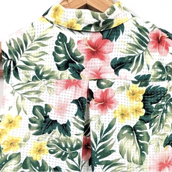 Notations Tropical Sleeveless Blouse Button Front Hawaiian Beachy Coastal MP - Picture 5 of 9